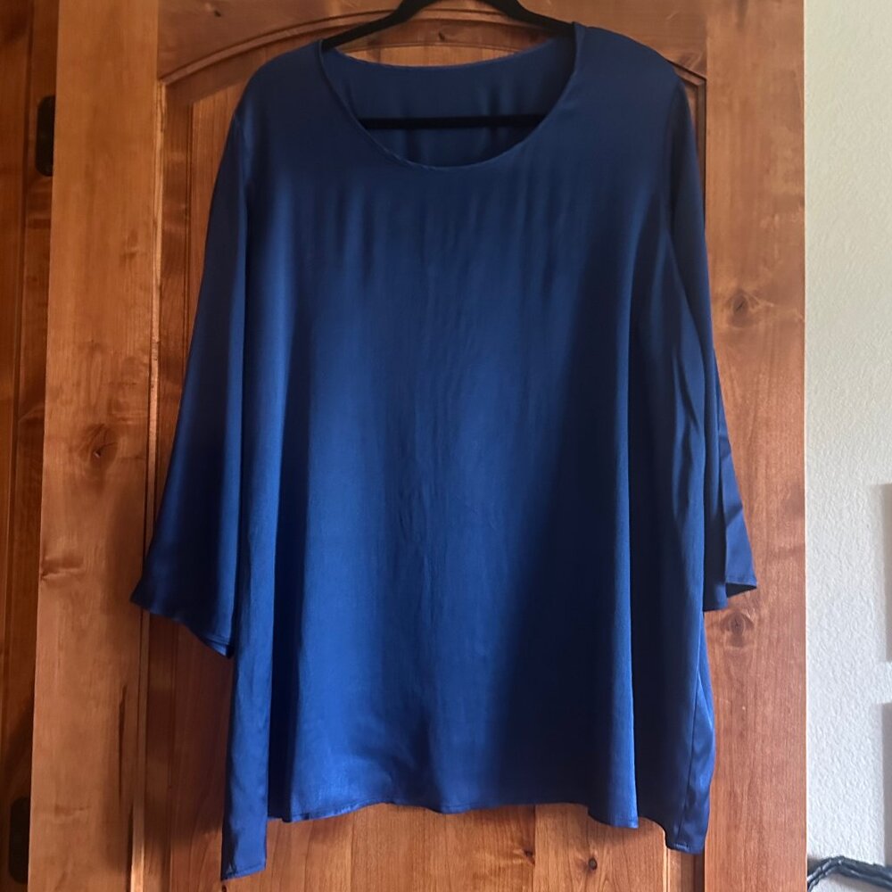 Marina Rinaldi Silk Blue Blouse Size 29 | NWOT